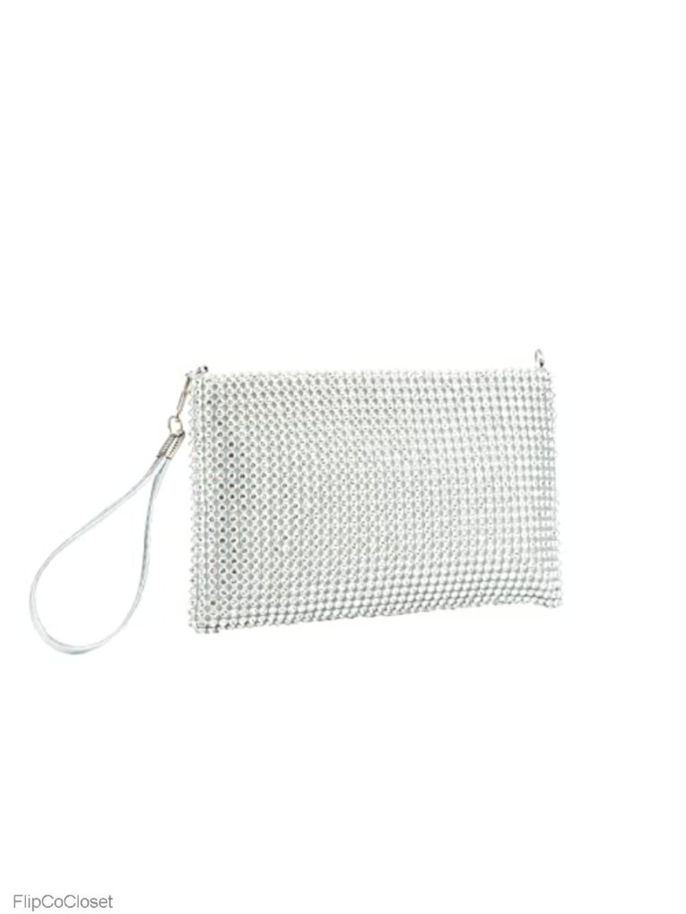 Rhinestone Mesh Wristlet Clutch Evening Bag with Chain Strap